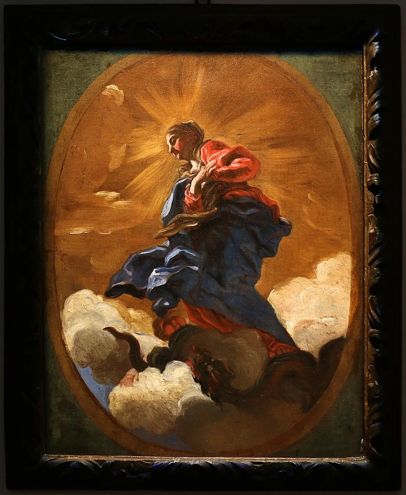 Madonna in gloria che schiaccia il serpente, bozzetto per la volta della chiesa del gesù